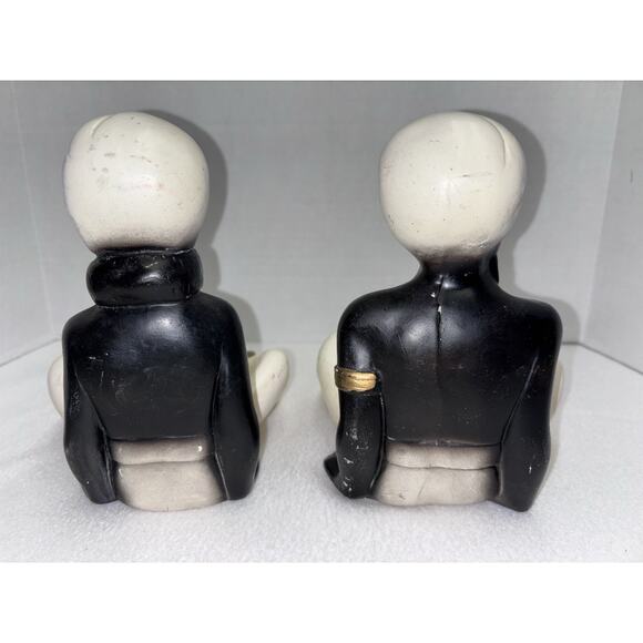 African Man & Woman Trinket Dish Ashtray Incense Art Statues '50's Chalkware - Picture 2 of 11